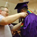 Phil Meyer and student at lavender graduation