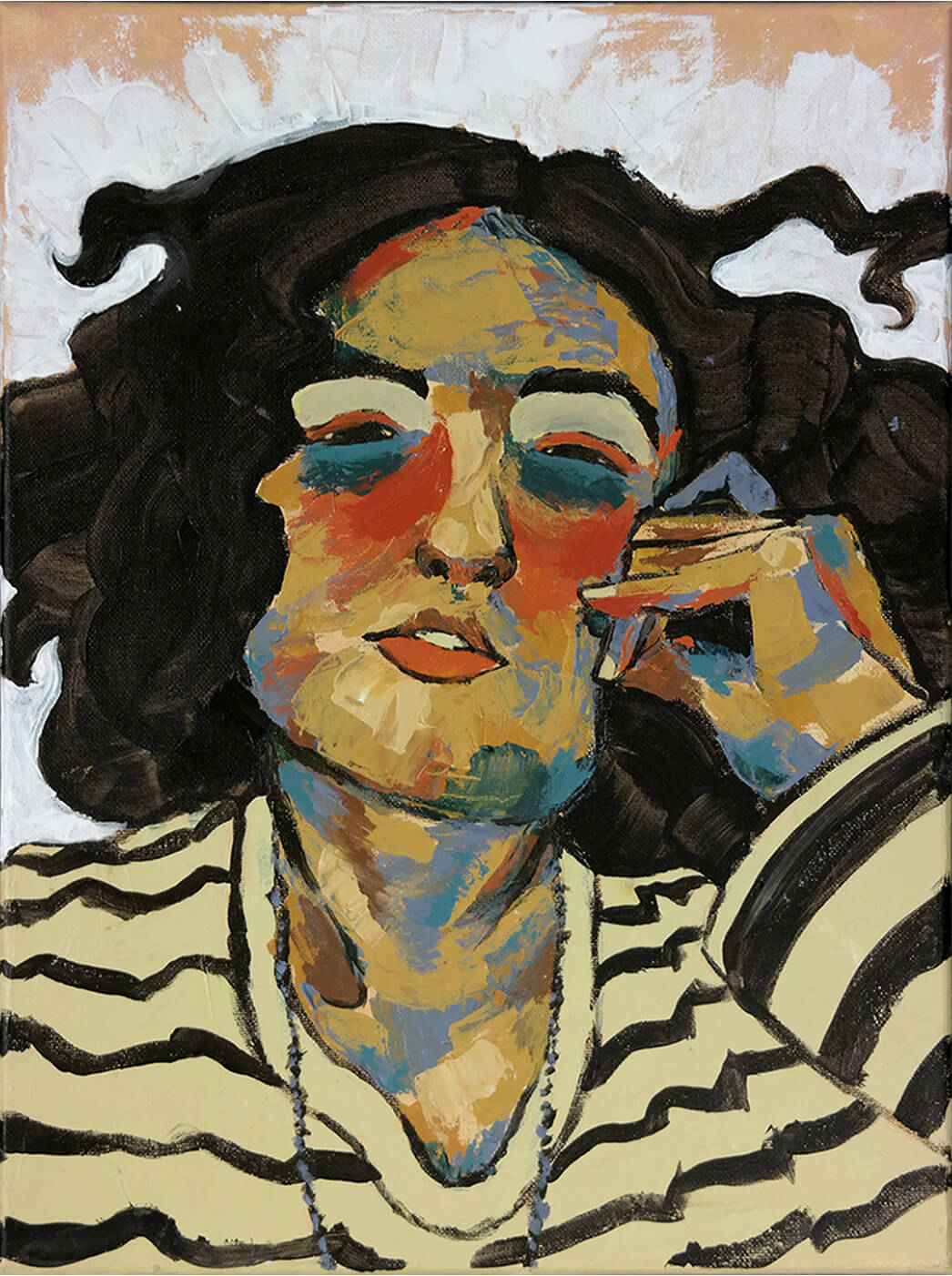 Selina Benitez, "Dear Mr. Schiele," acrylic on canvas, 16" x 12"