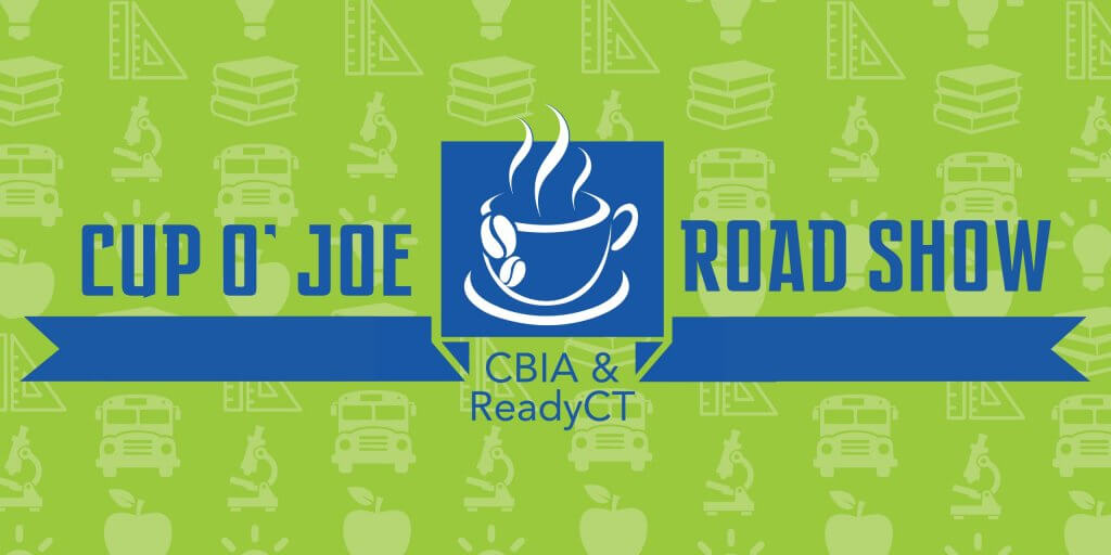 Cup of Joe Road Show logo by CBIA at Three Rivers