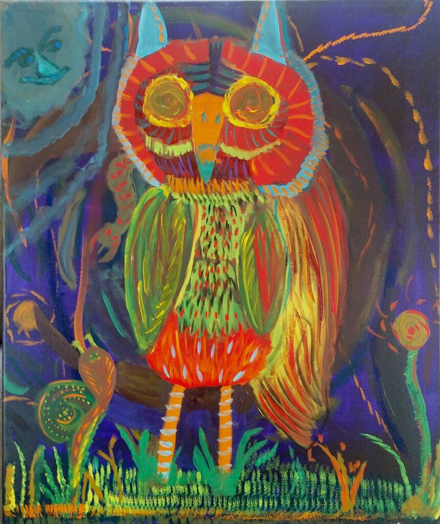 John Witherly, "Interesting Owl", acrylic on canvas