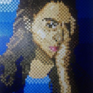 Araiana Bradley, "Pixel Self-Portrait," Acrylic, 18" x 24"