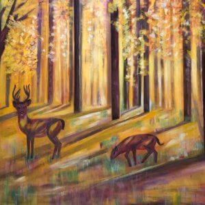Hoda Awad, "Golden Forest"​, Acrylic on canvas, 40" x 30"​