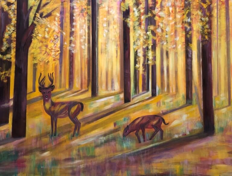 Hoda Awad, "Golden Forest"​, Acrylic on canvas, 40" x 30"​