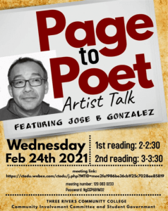 Page to Poet Artist Talk featuring Jose Gonzalez, Feb 24, 2021