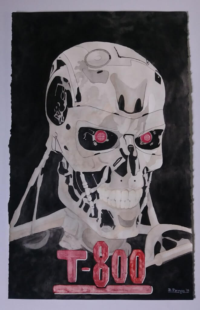 Bellana Parungao, "Randall (T-800 Terminator)," Watercolor on Paper, 18.5" x 29.5"