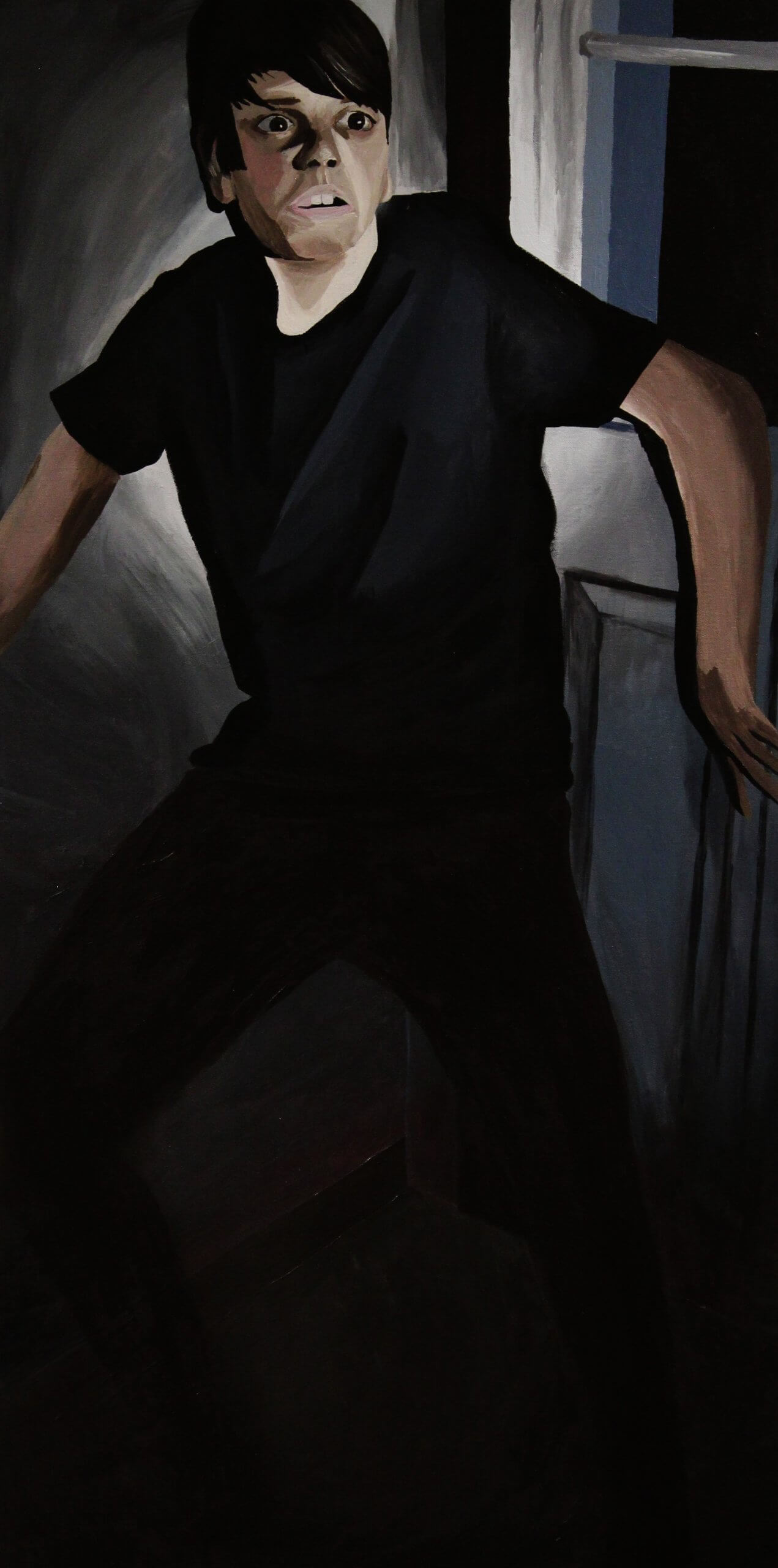 David Fontaine, "Cornered," Acrylic on Canvas, 24" x 48"