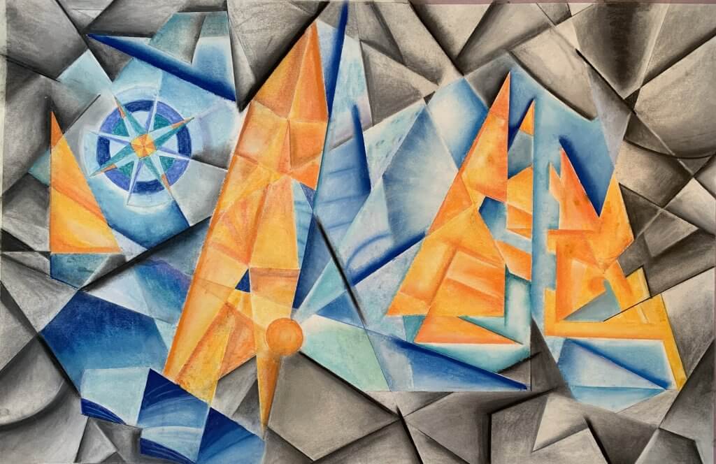 Robert Lattanzio, "Triangulation," Pastel, Drawing II Spring 2021, Instructor Sandra Jeknavorian