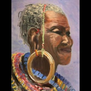 Ivry, Patricia (WCSU retired), "Masai Woman", 2018, oil on canvas, 16x20in