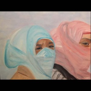 Ivry, Patricia (WCSU retired), "Moroccan Sisters", 2018, oil on canvas, 16x20in